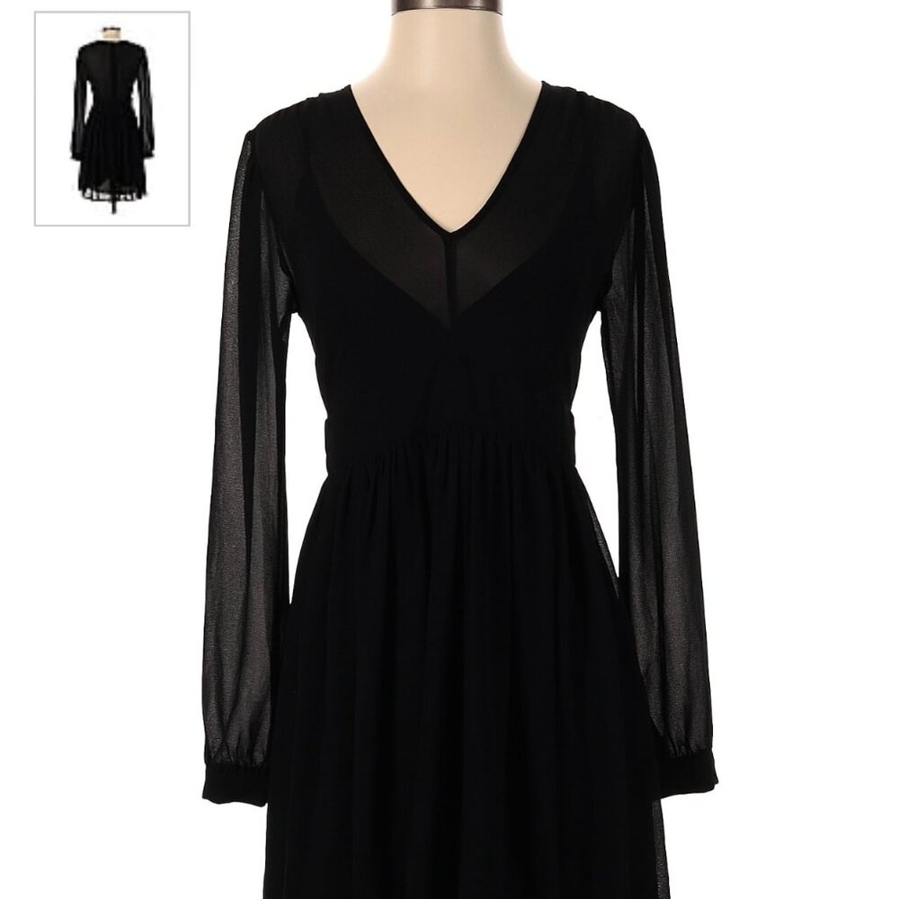MICHAEL Michael Kors Black Long-sleeve sheer party dress